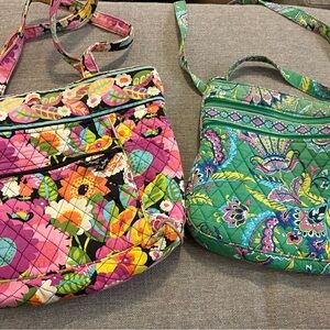 Vibrant Vera Bradley Floral Quilted Crossbody Bag Set (Two bags)